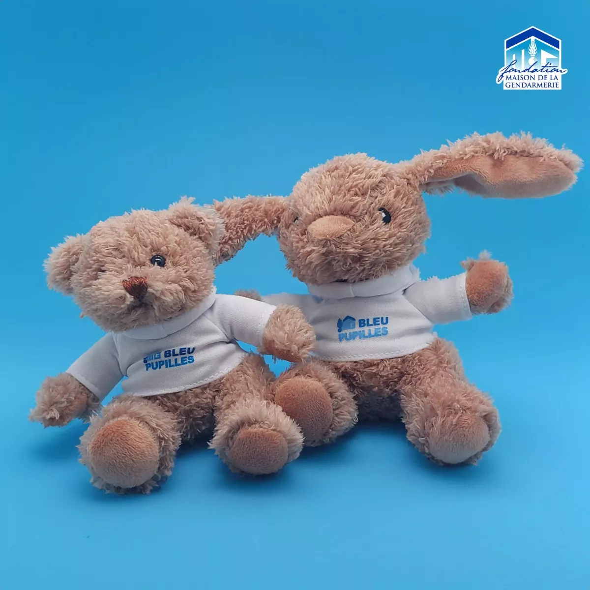 PACK BLEU PUPILLES ( Peluche ours + Peluche lapin )